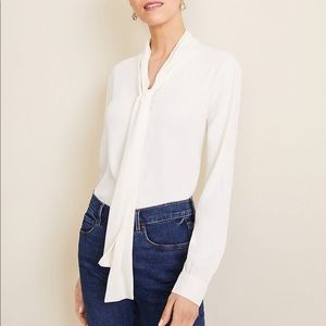 SILK Ann Taylor work blouse with tie neck
